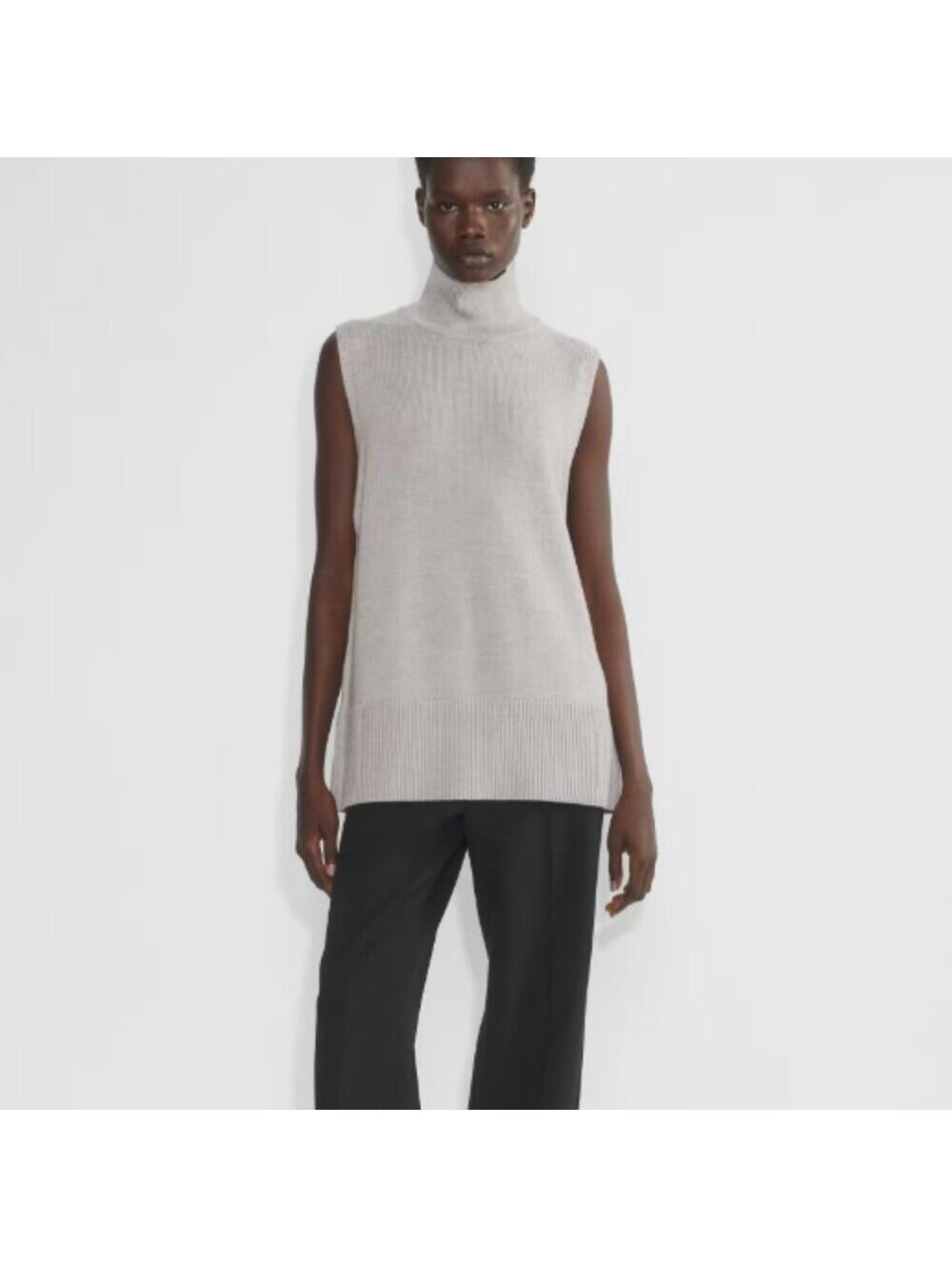 Aritiza x Babaton Gray 100% Wool Sleeveless Turtleneck Sweater Tunic Top S $148